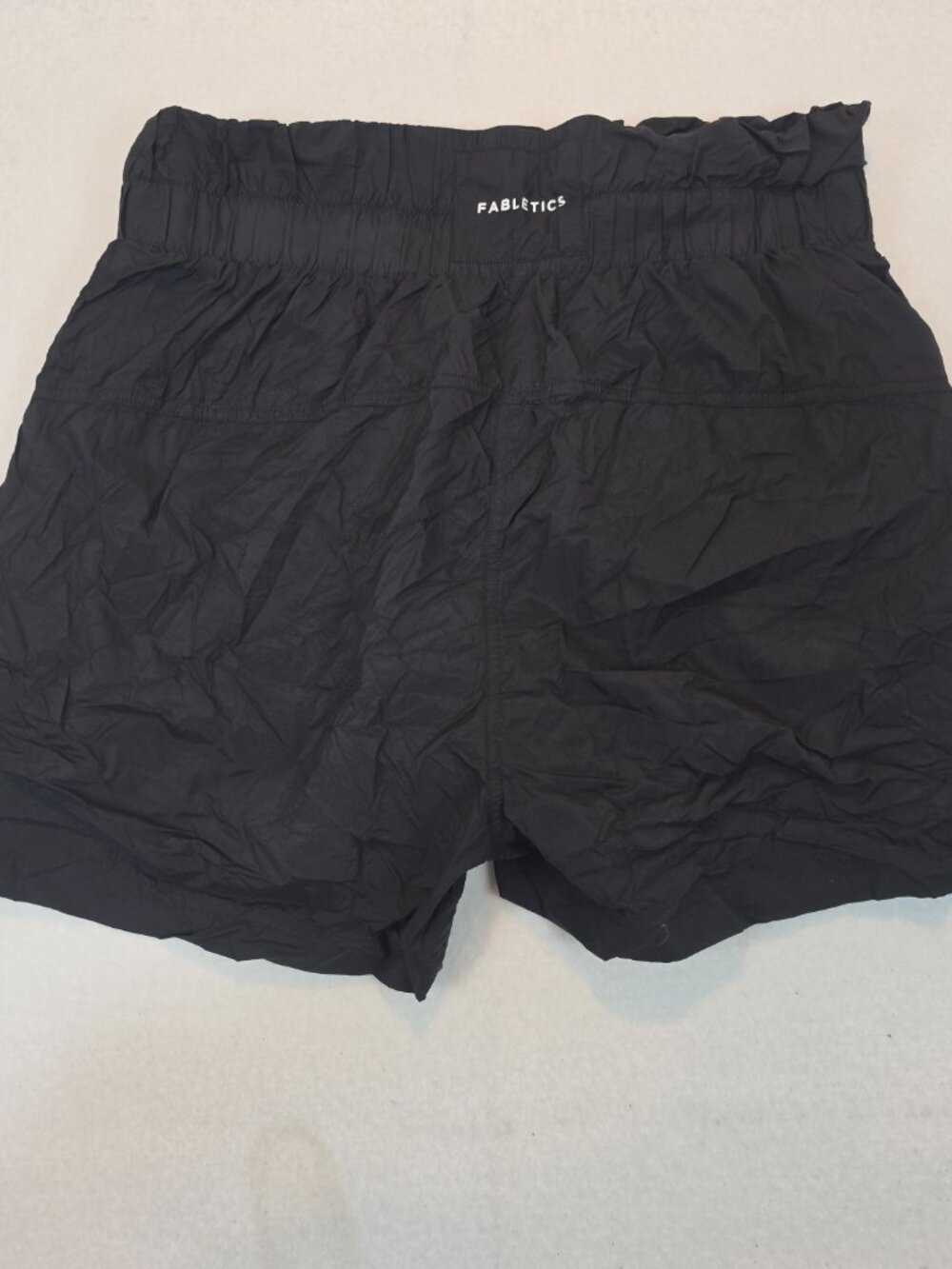 Fabletics Black High Waisted Elastic Paperbag Waist Running Athletic Shorts M